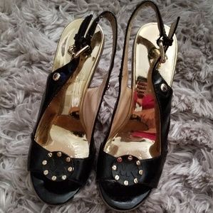 Michael Kors Black Patent Leather Wedges sz 6